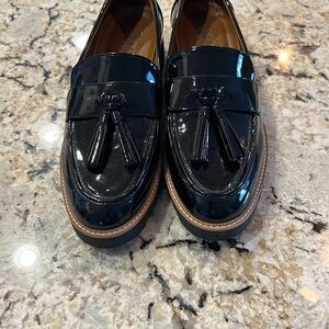 Black Patent Leather Loafers for Women